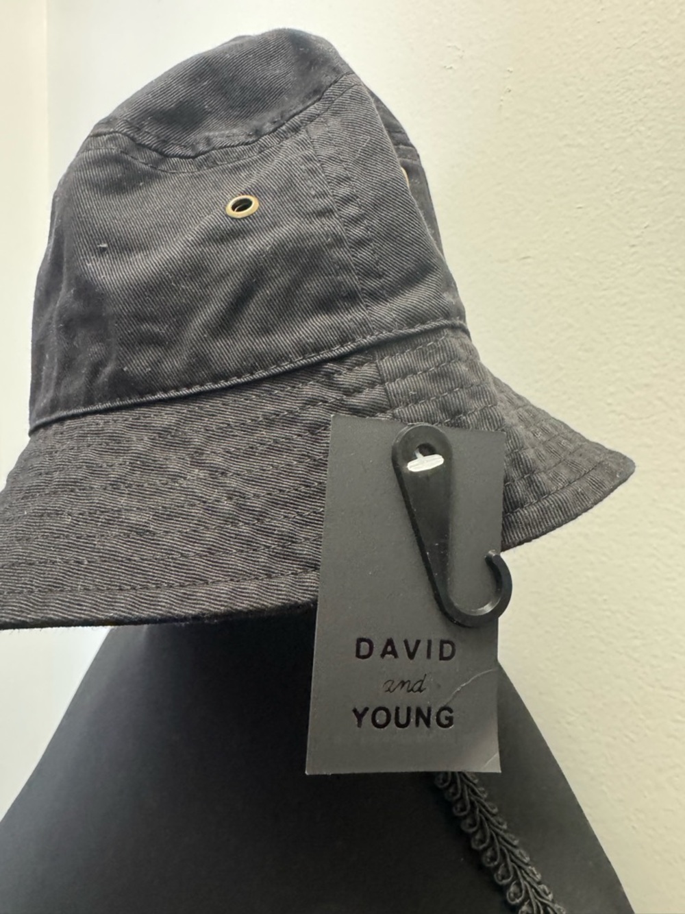 David and Young Black Cotton Bucket Hat Unisex